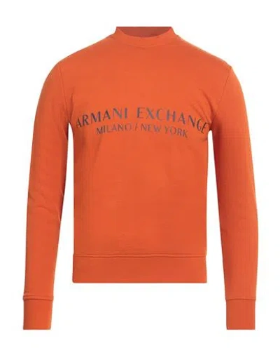 Armani Exchange Man Sweatshirt Orange Size S Cotton, Elastane