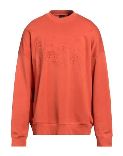 Armani Exchange Man Sweatshirt Orange Size L Cotton, Polyester