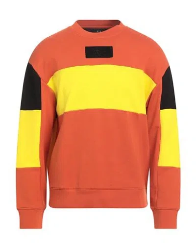 Armani Exchange Man Sweatshirt Orange Size L Organic Cotton, Polyester, Elastane