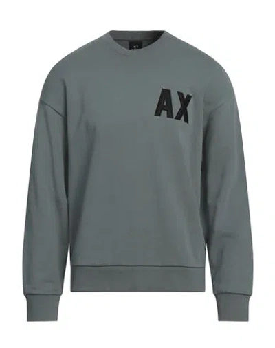 Armani Exchange Man Sweatshirt Sage Green Size M Cotton, Elastane In Sage Green