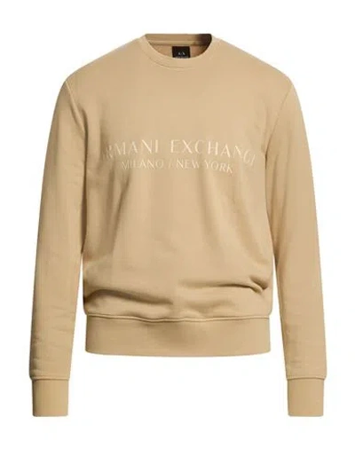 Armani Exchange Man Sweatshirt Sand Size L Cotton, Elastane In Nude