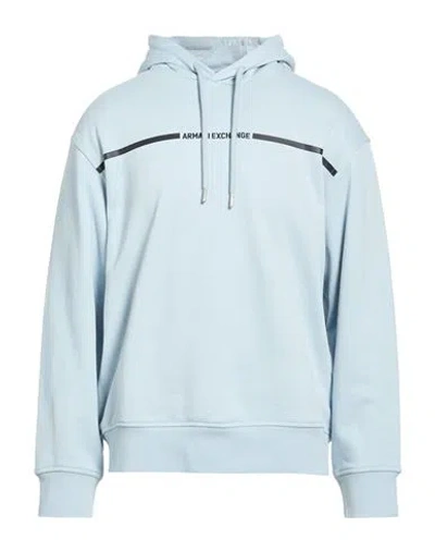 Armani Exchange Man Sweatshirt Sky Blue Size L Cotton, Elastane