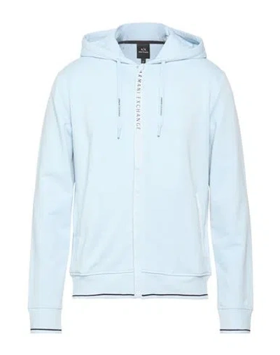 Armani Exchange Man Sweatshirt Sky Blue Size L Cotton, Elastane