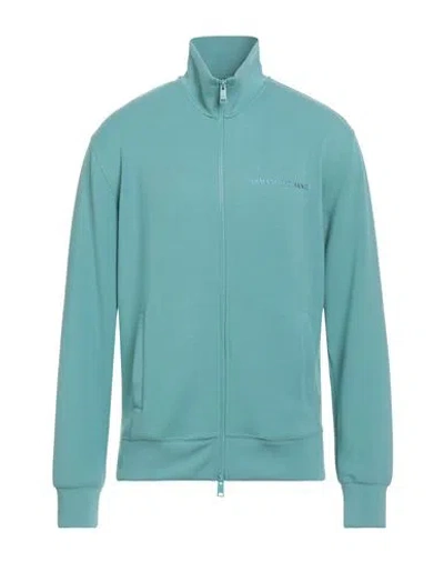 Armani Exchange Man Sweatshirt Sky Blue Size L Modal, Polyester, Elastane