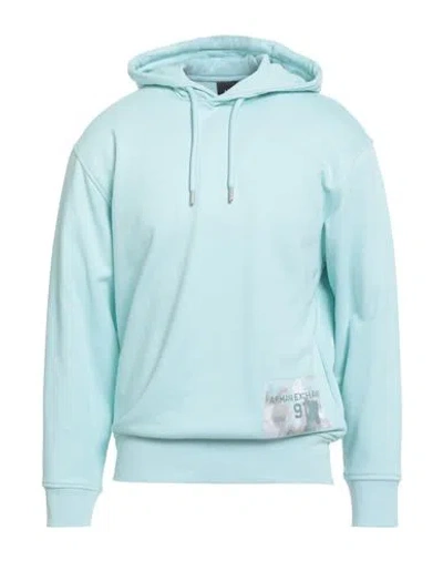 Armani Exchange Man Sweatshirt Sky Blue Size S Cotton, Elastane
