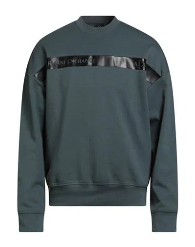 Armani Exchange Man Sweatshirt Slate Blue Size L Cotton, Polyester, Elastane