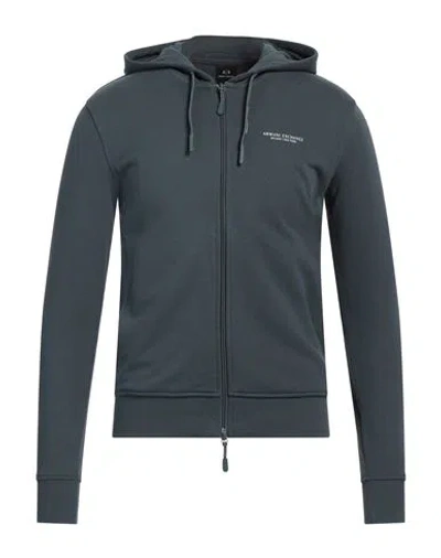 Armani Exchange Man Sweatshirt Slate Blue Size Xs Cotton, Elastane In Gray
