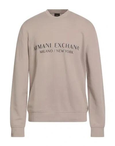 Armani Exchange Man Sweatshirt Taupe Size L Cotton, Elastane In Gray