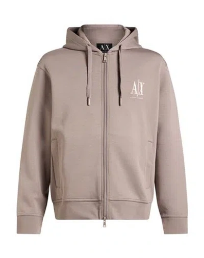 Armani Exchange Man Sweatshirt Taupe Size S Cotton, Polyester, Elastane In Gray