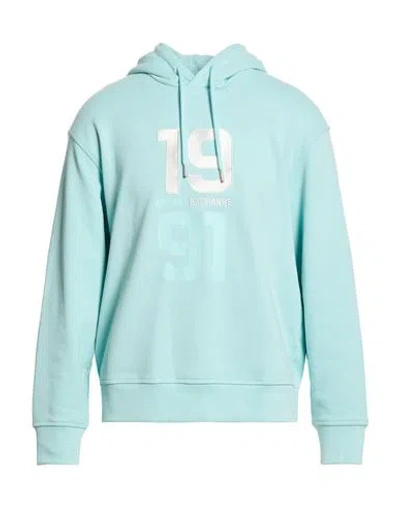 Armani Exchange Man Sweatshirt Turquoise Size L Cotton In Blue