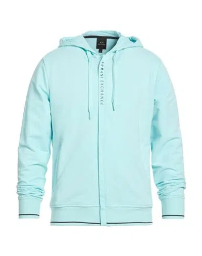 Armani Exchange Man Sweatshirt Turquoise Size L Cotton, Elastane In Gray