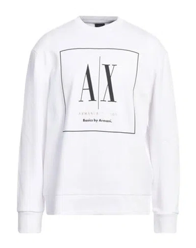 Armani Exchange Man Sweatshirt White Size L Cotton, Elastane