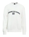 Armani Exchange Man Sweatshirt White Size L Cotton, Elastane