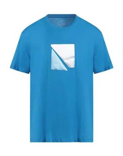 Armani Exchange Man T-shirt Azure Size L Cotton In Blue