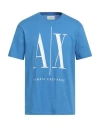 Armani Exchange Man T-shirt Azure Size L Cotton In Blue