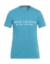 Armani Exchange Man T-shirt Azure Size L Cotton In Blue