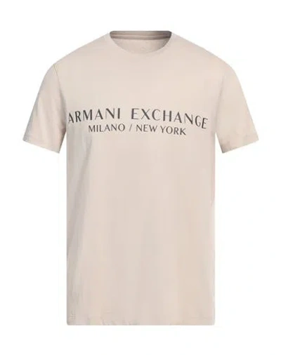 Armani Exchange Man T-shirt Beige Size L Cotton