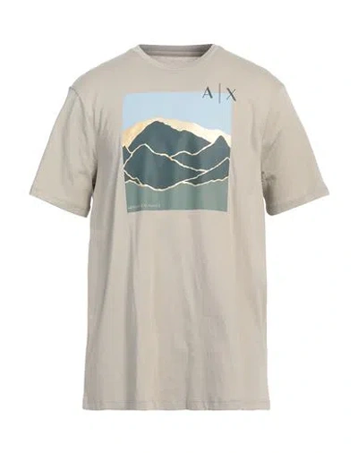 Armani Exchange Man T-shirt Beige Size M Cotton In Beige