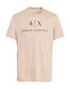 Armani Exchange Man T-shirt Beige Size M Cotton In Neutral