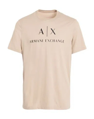 Armani Exchange Man T-shirt Beige Size M Cotton In Neutral