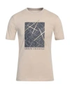 Armani Exchange Man T-shirt Beige Size S Cotton In Beige