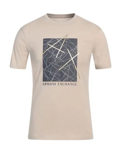Armani Exchange Man T-shirt Beige Size S Cotton