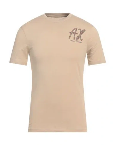 Armani Exchange Man T-shirt Beige Size Xs Cotton In Gold