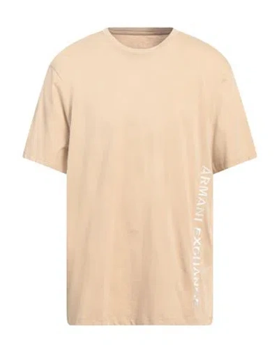 Armani Exchange Man T-shirt Beige Size Xxl Cotton In Neutral