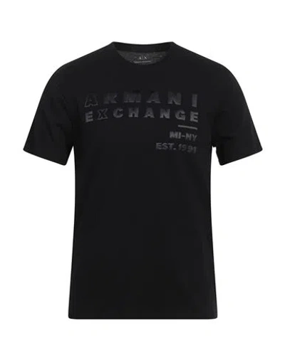 Armani Exchange Man T-shirt Black Size L Cotton In Black