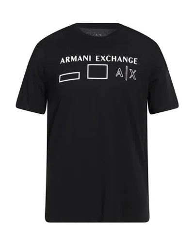 Armani Exchange Man T-shirt Black Size L Cotton In Black