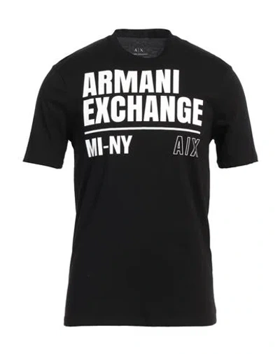 Armani Exchange Man T-shirt Black Size L Cotton In Black