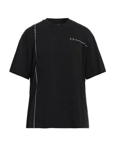 Armani Exchange Man T-shirt Black Size S Cotton, Elastane In Black