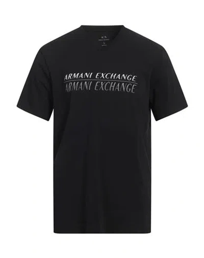 Armani Exchange Man T-shirt Black Size S Cotton, Elastane In Black