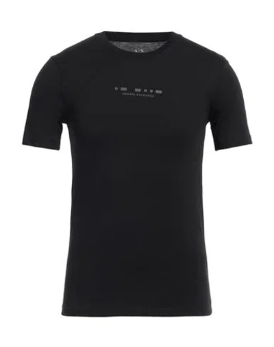 Armani Exchange Man T-shirt Black Size L Organic Cotton In Black