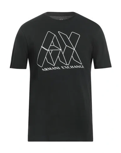 Armani Exchange Man T-shirt Black Size L Organic Cotton In Black