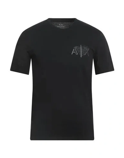 Armani Exchange Man T-shirt Black Size L Organic Cotton In Black