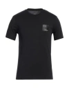 Armani Exchange 男士时髦潮酷拼色字母圆领短袖t恤 In Black