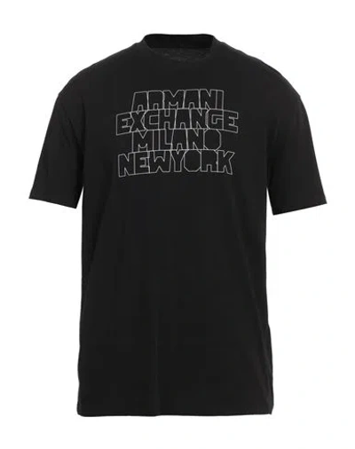 Armani Exchange Man T-shirt Black Size M Cotton In Black