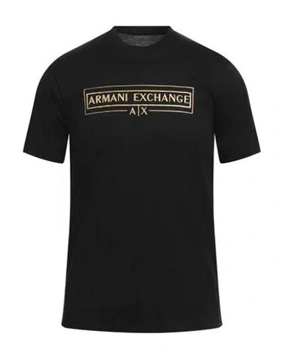Armani Exchange Man T-shirt Black Size M Cotton In Black