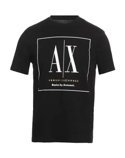Armani Exchange Man T-shirt Black Size M Cotton In Black