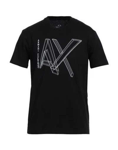 Armani Exchange Man T-shirt Black Size M Cotton In Black