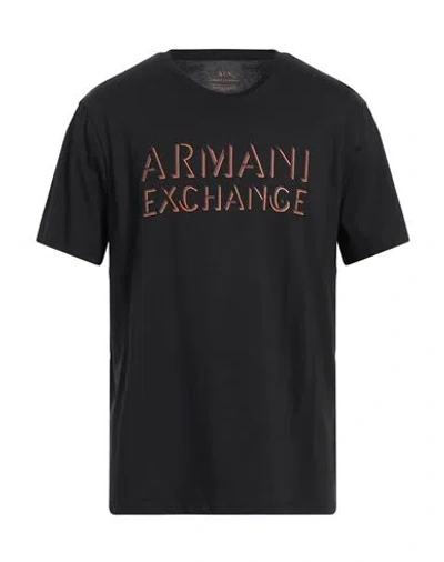 Armani Exchange Man T-shirt Black Size M Cotton In Black