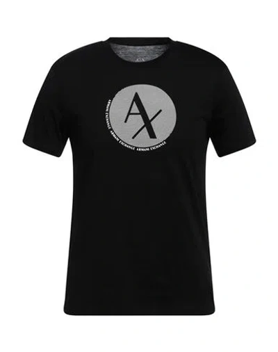 Armani Exchange Man T-shirt Black Size S Cotton In Blue