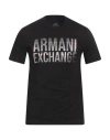 Armani Exchange Man T-shirt Black Size S Cotton, Elastane In Black
