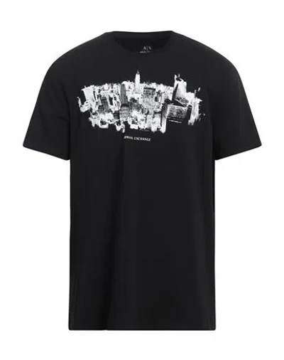 Armani Exchange Man T-shirt Black Size L Cotton, Elastane In Black