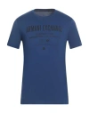 Armani Exchange Man T-shirt Navy Size S Cotton, Elastane In Blue
