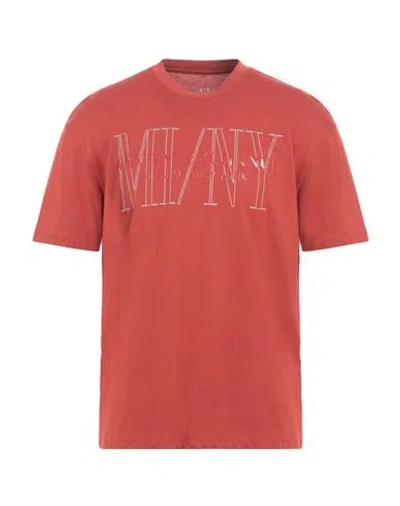 Armani Exchange Man T-shirt Brick Size L Cotton In Red