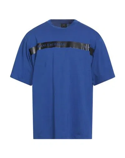 Armani Exchange Man T-shirt Bright Blue Size L Cotton