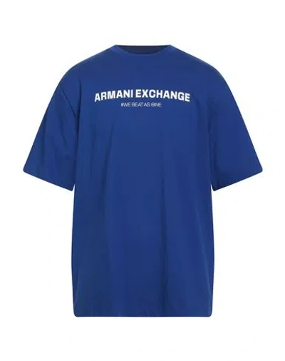 Armani Exchange Man T-shirt Bright Blue Size L Cotton