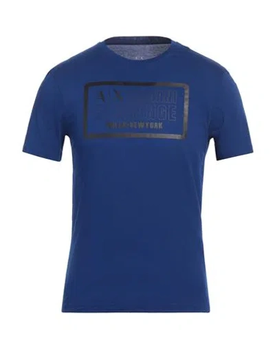 Armani Exchange Man T-shirt Bright Blue Size M Pima Cotton